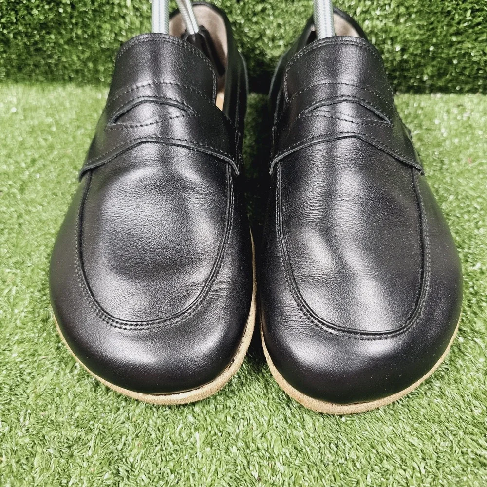 Earthing Harmony Black Leather Grounding Earthing Barefoot Penny Loafers Mens 9